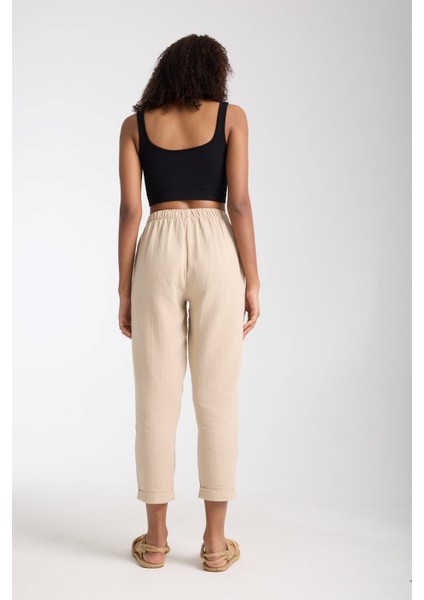 Çift Katlı Müslin Düz Pantolon
