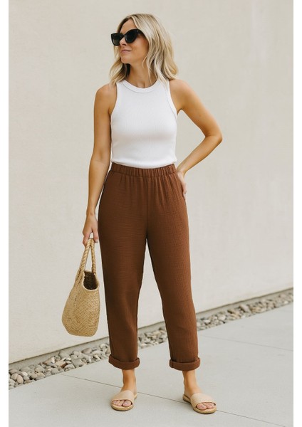 Çift Katlı Müslin Düz Pantolon