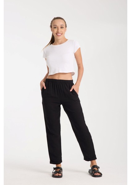 Çift Katlı Müslin Düz Pantolon fiyatları