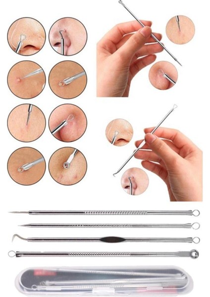 4 Lü Kutulu Paslanmaz Komedon Akne - Siyah Nokta Temizleyici Set fırsatları