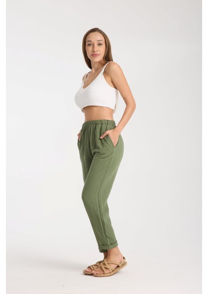 Çift Katlı Müslin Düz Pantolon fırsatları