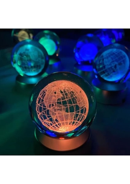 Dünya Plastik Altlıklı Işıklı Cam Küre