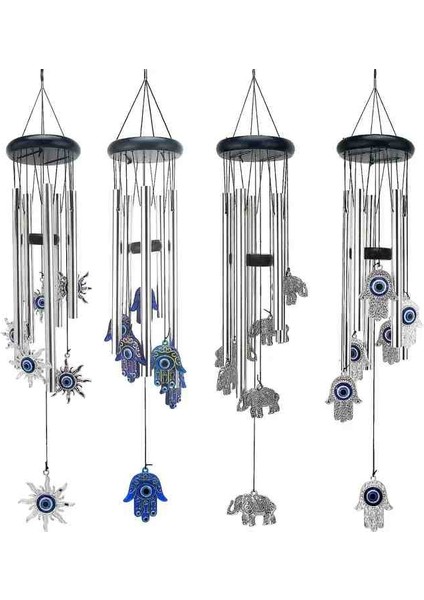 Nazar Boncuklu Metal Rüzgar Çanı Deprem Zili Koruyucu Enerji, Şans Getiren Feng Shui Dekoratif Ev & Bahçe Aksesuarı indirimleri