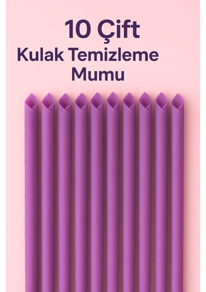 10 Çift Mor Kulak Kiri Temizleme Mumu – Doğal Aromaterapi Kokulu Toplam 20 Adet