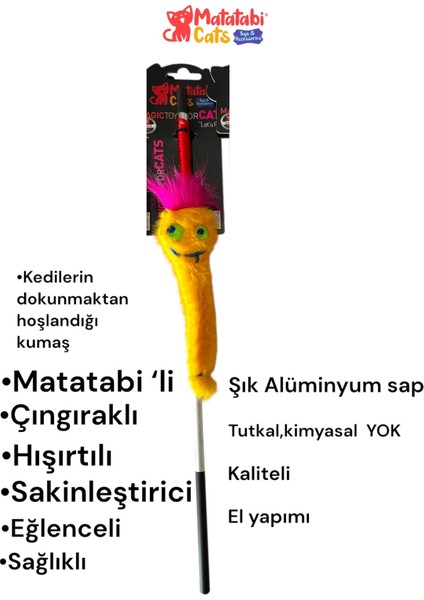 Zobi Al. Saplı Kedi Oltası(Matatabi,çıngırak,özel Hışırtı Içerir.özel Pelüş Kumaş)