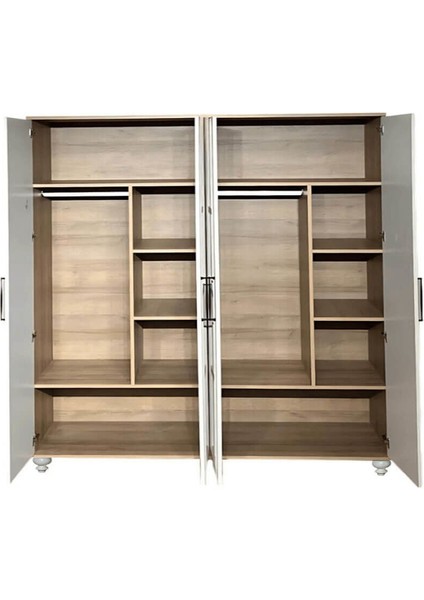 Pera MDF 4 Kapaklı Genç Odası Dolabı – Panjur Kapaklı- Ağaç Ayaklı - Kaliteli ve Şık Tasarım fırsatları