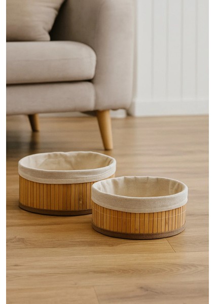 Organizer 2'li Yuvarlak Bambu Sepeti/çok Amaçlı Bambu Sepeti