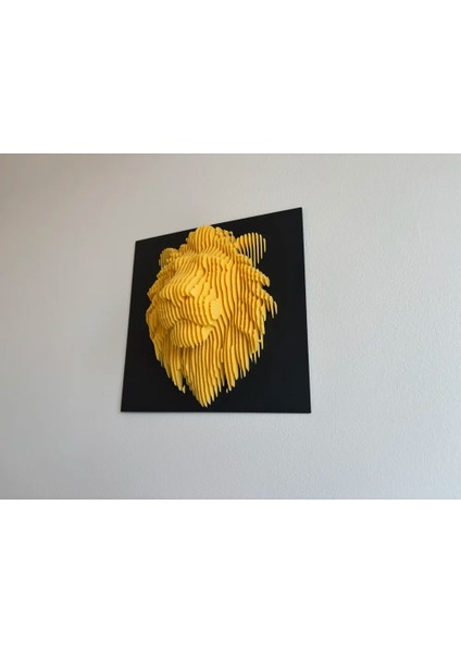 Galatasaray Temalı Aslan Başı Katmanlı Duvar Dekoru | 25X25X10 cm Modern Heykel Tasarımı fiyatları