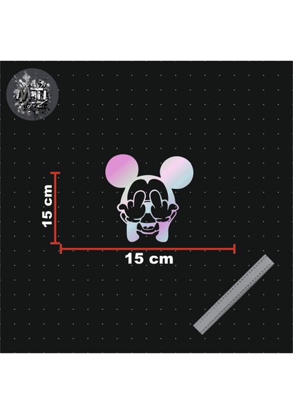 Mickey Sticker 15X15CM Yazı Jdm Araba-Moto-Laptop Cam Etiket Hologram Sticker Etiket fiyatları