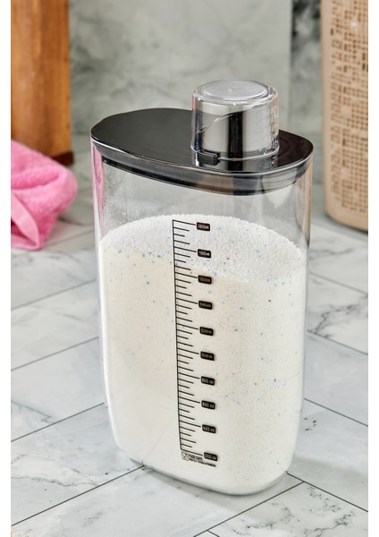 Hava Geçirmez Vakumlu Deterjan Saklama Kabı - Kendinden Ölçekli Vakum Kapaklı Deterjanlık 2000 ml modelleri