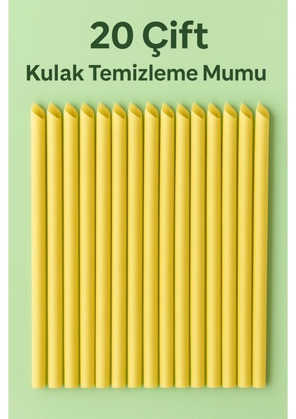 20 Çift Sarı Kulak Temizleme Mumu - Doğal Kulak Kirini Temizler – 2’li Set 40 Adet