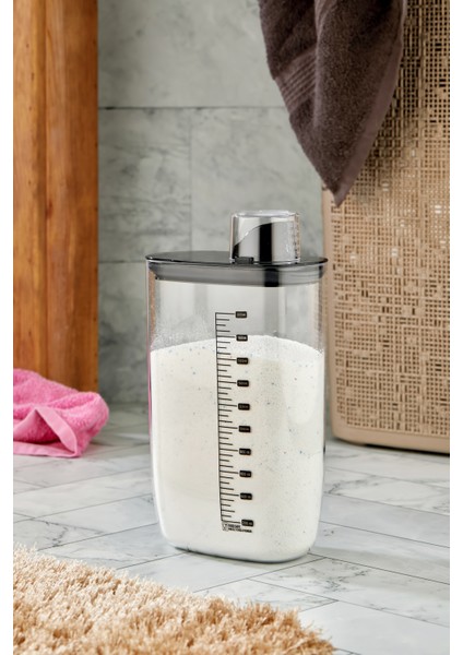 Hava Geçirmez Vakumlu Deterjan Saklama Kabı - Kendinden Ölçekli Vakum Kapaklı Deterjanlık 2000 ml indirimleri