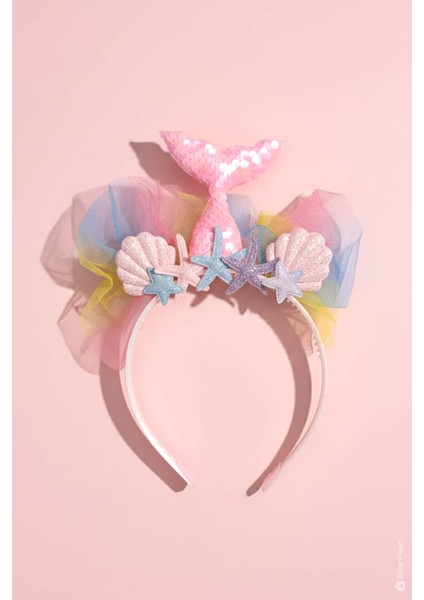 Mermaid Konseptli Deniz Kızı Kız Çocuk Taç Kutlama Parti Tacı Pembe