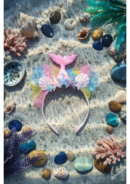 Mermaid Konseptli Deniz Kızı Kız Çocuk Taç Kutlama Parti Tacı Pembe fırsatları