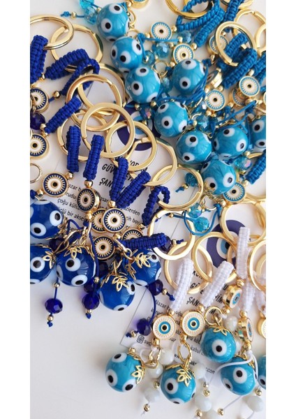 Lüks Hediyelik 3'lü Nazar Boncuklu Şans Anahtarlık 10,5 cm fırsatları