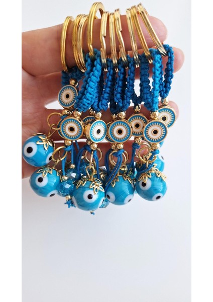 Lüks Hediyelik 3'lü Nazar Boncuklu Şans Anahtarlık 10,5 cm indirimleri