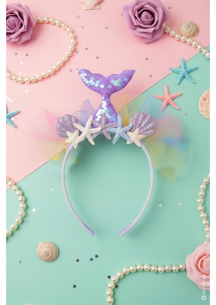 Mermaid Konseptli Deniz Kızı Kız Çocuk Taç Kutlama Parti Tacı Lila fiyatları