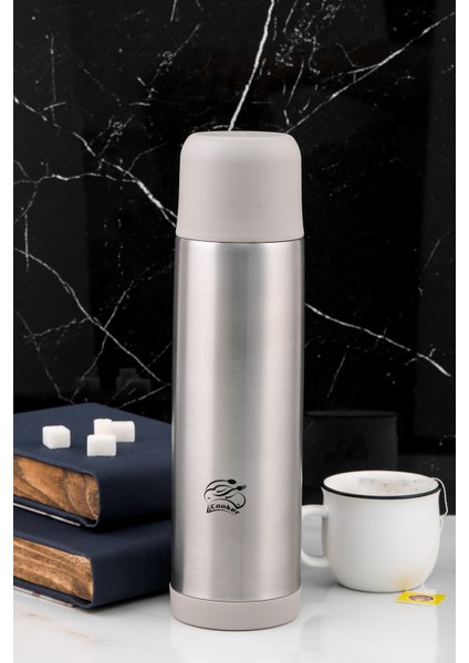 750ML Çift Kat Paslanmaz Çelik Termos – Sızdırmaz, Çift Kapak Sistemi, 12 Saat Sıcak 24 Saat Soğuk