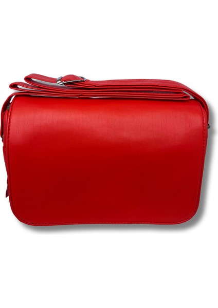 Hakiki Kuzu Derisi Kırmızı Bayan Omuz Çantası 23X16X6