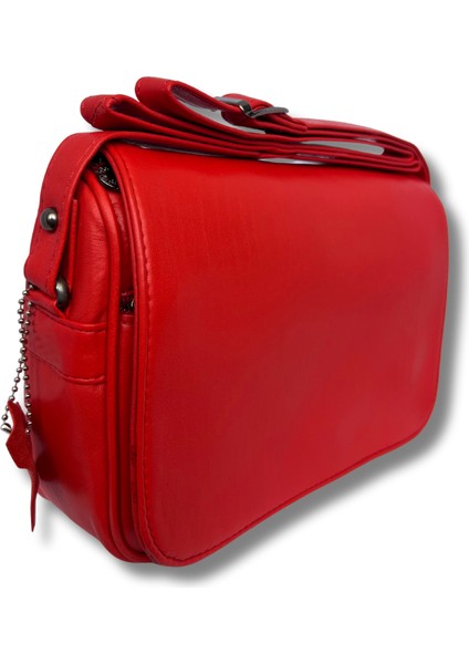 Hakiki Kuzu Derisi Kırmızı Bayan Omuz Çantası 23X16X6 modelleri