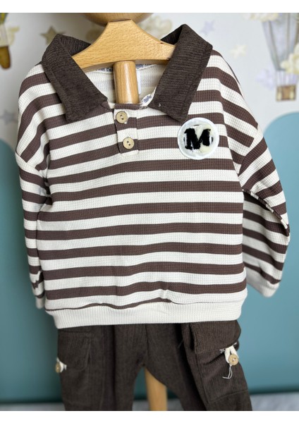 Çizgili Sweatshirt Cep Detaylı Pantolon Takım Erkek Bebek fiyatları