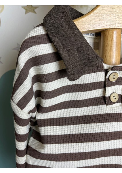 Çizgili Sweatshirt Cep Detaylı Pantolon Takım Erkek Bebek modelleri