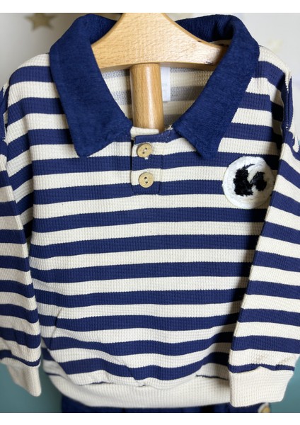 Çizgili Sweatshirt Cep Detaylı Pantolon Takım Erkek Bebek fiyatları