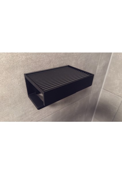 Telefon Raflı Siyah Tuvalet Kağıdı Tutucu – Duvar Tipi Banyo Aksesuarı