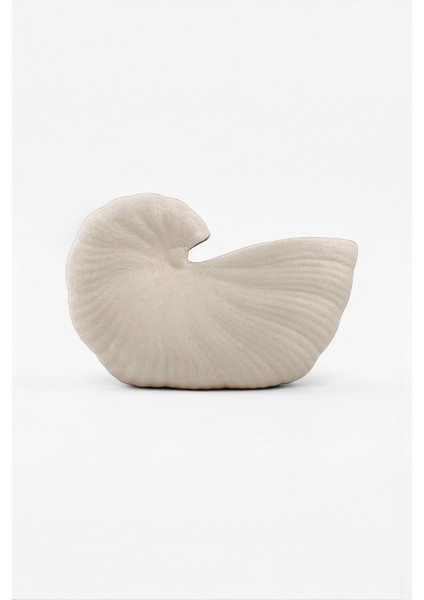 Salyangoz Seramik Bej Dekoratif Vazo (27X18 Cm)