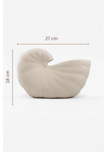 Salyangoz Seramik Bej Dekoratif Vazo (27X18 Cm)