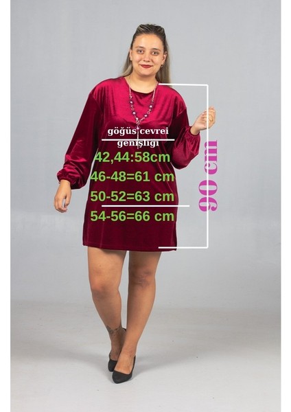 Maksimum Şıklık Kolyeli Büyük Beden Bordo Kadife Tunik fiyatları