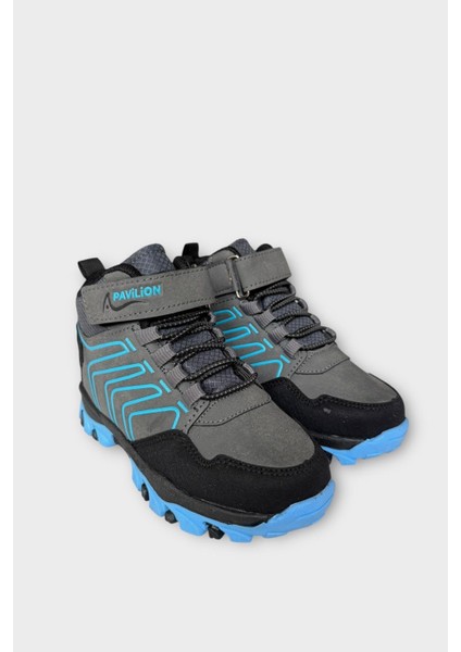 Çocuk Cırtlı Bağcık Detaylı Su ve Soğuk Geçirmez Bot Füme - Mavi modelleri