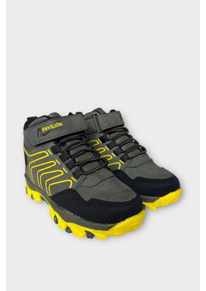 Çocuk Cırtlı Bağcık Detaylı Su ve Soğuk Geçirmez Bot Haki - Sarı modelleri