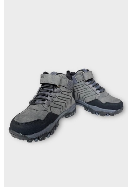 Çocuk Cırtlı Bağcık Detaylı Su ve Soğuk Geçirmez Bot Füme - Siyah fırsatları