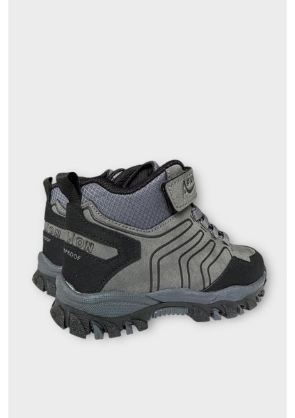 Çocuk Cırtlı Bağcık Detaylı Su ve Soğuk Geçirmez Bot Füme - Siyah indirimleri