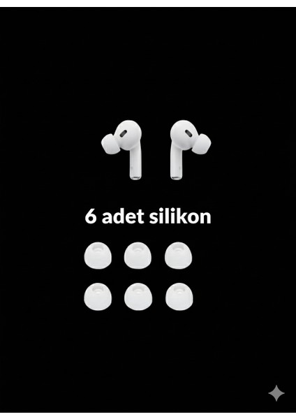 Yumuşak Silikon Kulaklık Uçları 6 Adet ( 2x Küçük - 2x Orta - 2x Büyük ) Kulaklık Pamuğu indirimleri