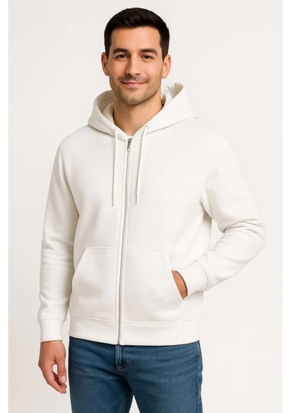 Monsi -Erkek Üç Iplik Kapüşonlu Tam Fermuarlı Kanguru Cepli Sweatshirt Hoodie fiyatları
