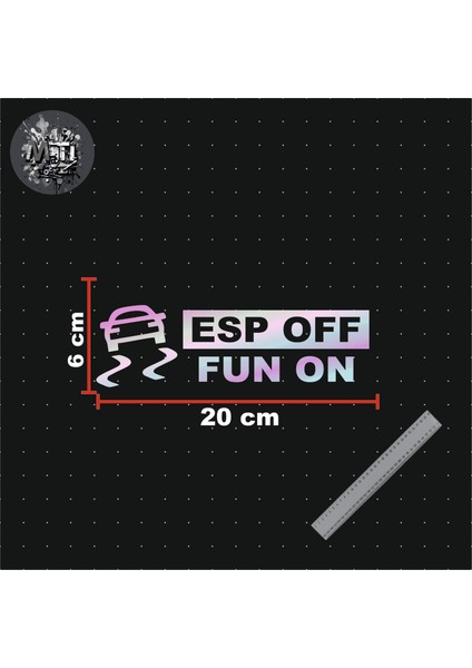 Esp Off Fun On Sticker 6X20CM Yazı Jdm Araba-Moto-Laptop Cam Etiket Hologram Sticker Etiket fiyatları