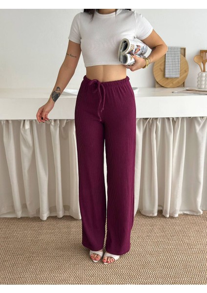 Akordiyon Fitilli Bol Paça Pantolon