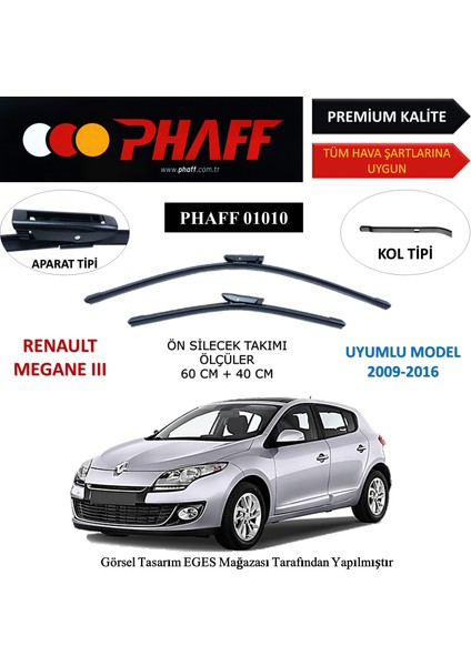 Renault Megane 3 (2009-2016) Ön Silecek Süpürgesi 600MM + 400MM