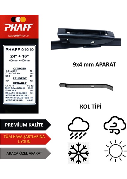Renault Clio 3 (2007-2013) Ön Silecek Süpürgesi 600MM + 400MM fiyatları