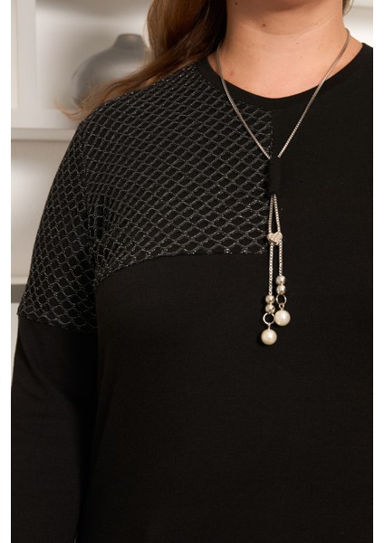 Büyük Beden Kadın Siyah Omuz Detaylı Uzun Kollu Bluz fırsatları