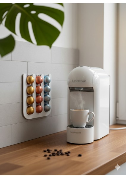 Nespresso Vertuo Beyaz Renk Kapsül Düzenleyici – Mıknatıslı 12’li Kahve Kapsül Standı (24X24 Cm)