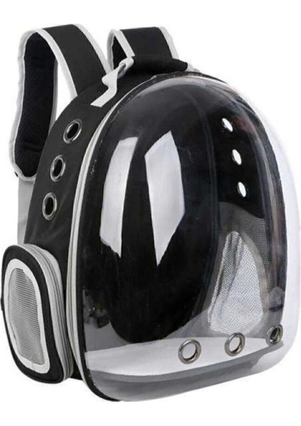Şeffaf Astronot Kedi Köpek Taşıma Çantası, Siyah, 42X22X33 Cm, Dayanıklı ve Konforlu Kullanım