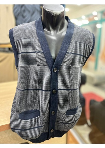 Erkek Triko Düğmeli Cepli Desenli Yelek fiyatları