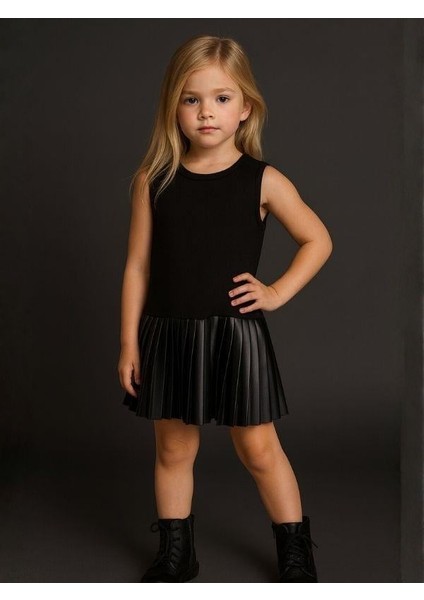 Kız Çocuk Sweatshirt ve Pilise Detaylı Iç Elbise 2'li Takım modelleri