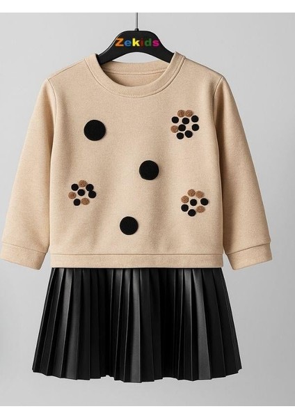 Kız Çocuk Sweatshirt ve Pilise Detaylı Iç Elbise 2'li Takım fırsatları