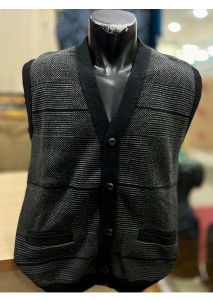 Erkek Triko Düğmeli Cepli Desenli Yelek fiyatları