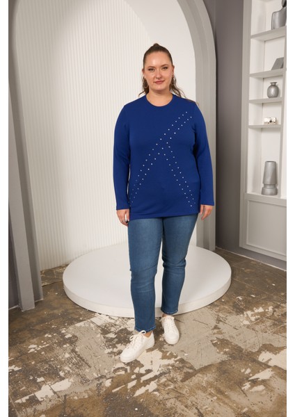 Büyük Beden Geometrik Taşlı Bluz indirimleri