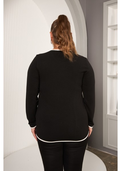 Büyük Beden Kontrast Biye Detaylı Asimetrik Bluz fiyatları